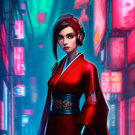 01505-2227-a girl in a red kimono, masterpiece composition, cyberpunk.png